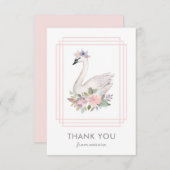 Hübsche Aquarellbraun-Schwanenprinzessin Geburtsta Dankeskarte (Vorne/Hinten)