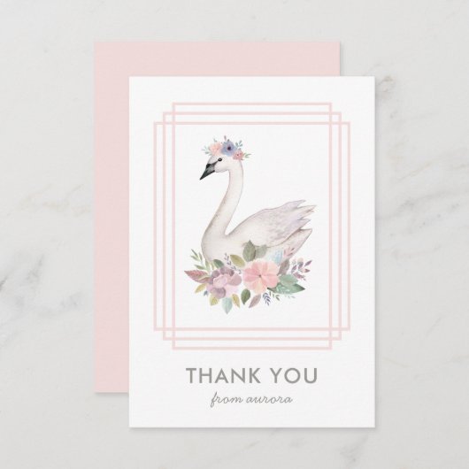 Hübsche Aquarellbraun-Schwanenprinzessin Geburtsta Dankeskarte (Vorne/Hinten)
