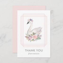 Hübsche Aquarellbraun-Schwanenprinzessin Geburtsta Dankeskarte