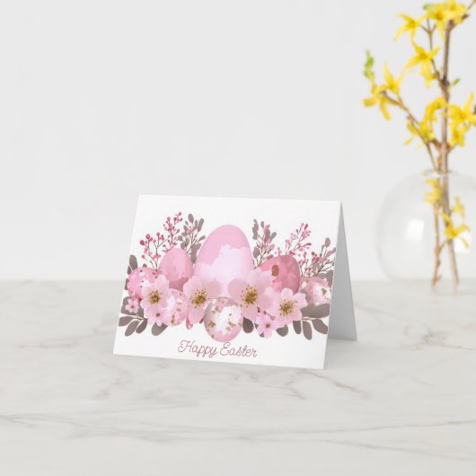 Hübsche Aquarelleier - Ostereier Karte (Gelbe Blume)