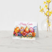 Hübsche Aquarelleier - Ostereier Karte (Gelbe Blume)