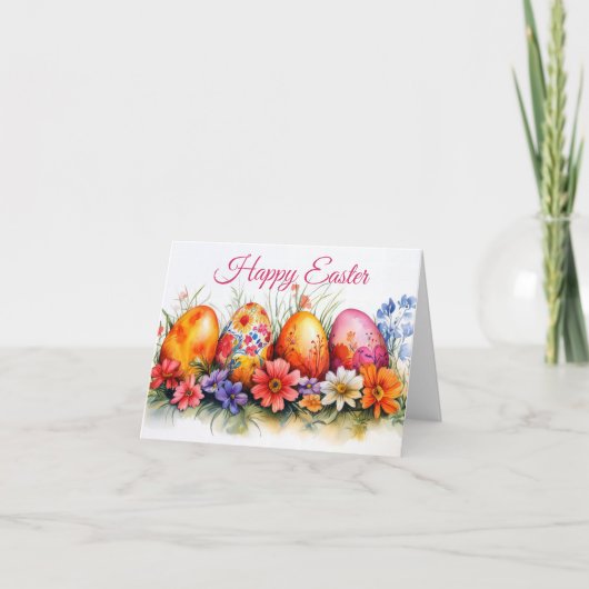 Hübsche Aquarelleier - Ostereier Karte (Vorderseite)