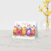 Hübsche Aquarelleier - Ostereier Karte (Gelbe Blume)