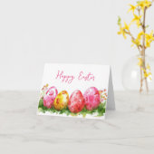 Hübsche Aquarelleier - Ostereier Karte (Gelbe Blume)