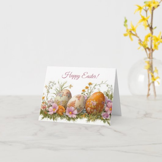 Hübsche Aquarelleier Ostereier Urlaubskarte Karte (Gelbe Blume)