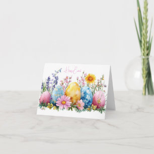 Hübsche Aquarelleier Ostereier Urlaubskarte Karte