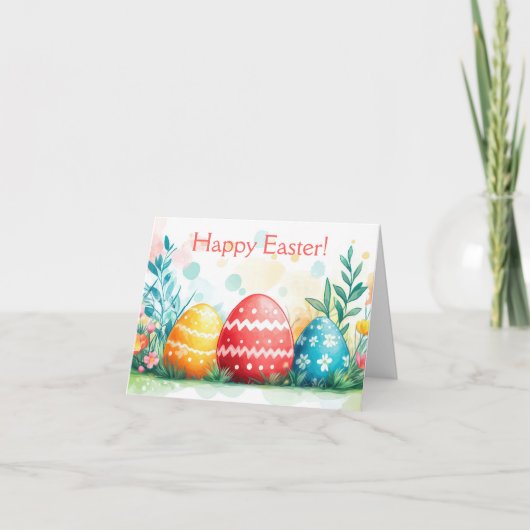 Hübsche Aquarelleier Ostereier Urlaubskarte Karte (Vorderseite)