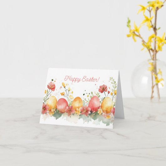 Hübsche Aquarelleier Ostereier Urlaubskarte Karte (Gelbe Blume)