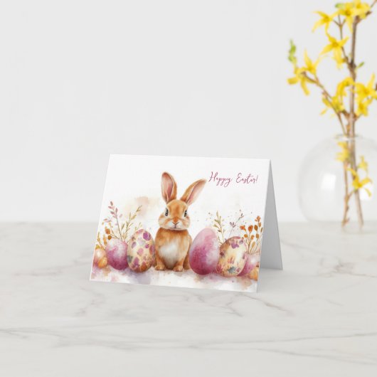 Hübsche Aquarelleier Ostereier Urlaubskarte Karte (Gelbe Blume)