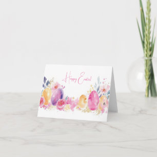 Hübsche Aquarelleier Ostereier Urlaubskarte Karte