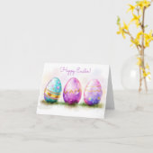 Hübsche Aquarelleier Ostereier Urlaubskarte Karte (Gelbe Blume)