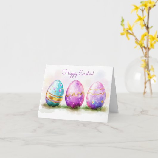 Hübsche Aquarelleier Ostereier Urlaubskarte Karte (Gelbe Blume)