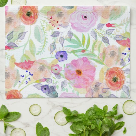 Hübsche Aquarellfarbe abstrakt Geschirrtuch (Gefaltet)