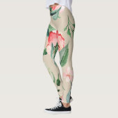 Hübsche Aquarellfarbe Blumencreme Leggings (Links)