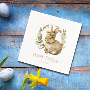 Hübsche Aquarellfarbe Blumengeblümter Happy Ostern Serviette