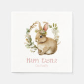 Hübsche Aquarellfarbe Blumengeblümter Happy Ostern Serviette (Vorderseite)