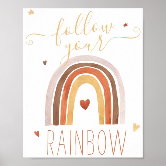 Hübsche Aquarellfarbe Folgen Sie Ihrem Regenbogen Poster (Vorne)