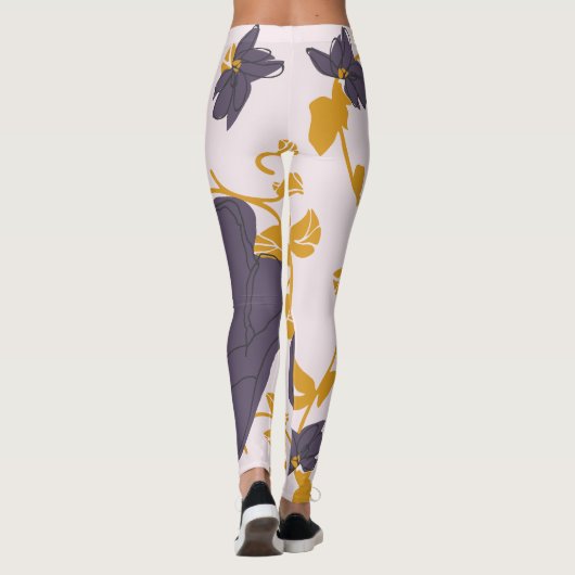 Hübsche Aquarellfarbe Lila Blütenrosa Hintergrund Leggings (Rückseite)