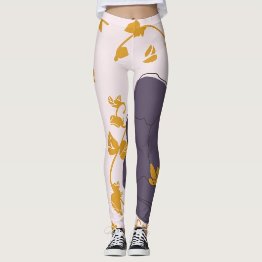 Hübsche Aquarellfarbe Lila Blütenrosa Hintergrund Leggings (Vorderseite)
