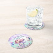 Hübsche Aquarellfarbe Meerjungfrau lila aquamarin Runder Pappuntersetzer (Vor Ort)