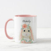 Hübsche Aquarellfarbe Osterhase Name Tasse (Links)