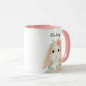 Hübsche Aquarellfarbe Osterhase Name Tasse (VorderseiteRechts)