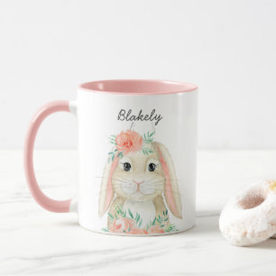 Hübsche Aquarellfarbe Osterhase Name Tasse