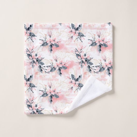 Hübsche Aquarellfarbe Rosa Blume Blütenfarben Badhandtuch Set (Waschlappen)