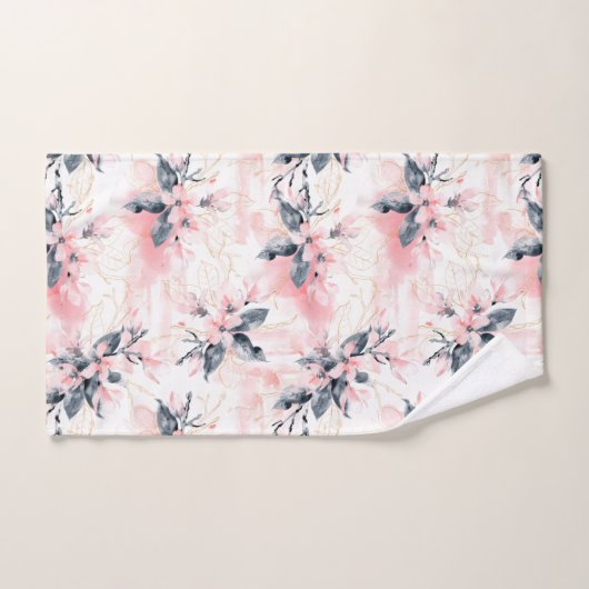 Hübsche Aquarellfarbe Rosa Blume Blütenfarben Badhandtuch Set (Handtuch)