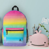 Hübsche Aquarellfarbe Rosa Regenbogenstreifen Mono Bedruckter Rucksack
