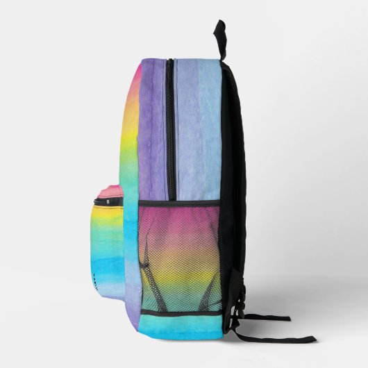 Hübsche Aquarellfarbe Rosa Regenbogenstreifen Mono Bedruckter Rucksack (Rechts)