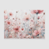 Hübsche Aquarellfarbe Rosa Wildblume Entfärbung Seidenpapier (Vorderseite)