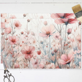 Hübsche Aquarellfarbe Rosa Wildblume Entfärbung Seidenpapier