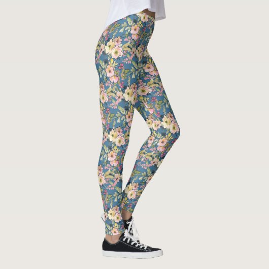 Hübsche Aquarellfarben Blume Doodle Leggings (Rechts)