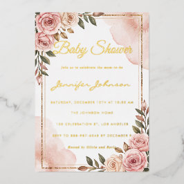 Hübsche Aquarellfarben Blume Garden Kinderdusche Folieneinladung