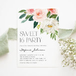 Hübsche Aquarellfarben Blume Garten Süß 16 Party Einladung<br><div class="desc">Mit dieser individuell gestaltbaren, süßen 16 Geburtstagsfeier laden wir Sie zu Ihrer Veranstaltung ein. Es ist mit einem Blumenstrauß in Aquarelltönen aus rosa und weißen Blume und Grünpflanzen ausgestattet. Personalisieren Sie diese blumengeschmückte 16 . Geburtstag Einladung, indem Sie Ihre Veranstaltungsdetails hinzufügen. Diese florale Einladung in Aquarelltönen ist perfekt für Frühjahrsveranstaltungen....</div>
