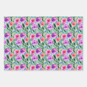 Hübsche Aquarellfarben Blume Geburtstag Geschenkpapier Set (Vorderseite 2)