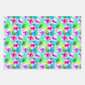 Hübsche Aquarellfarben Blume Geburtstag Geschenkpapier Set (Vorderseite)