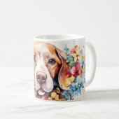 Hübsche Aquarellfarben Blume Hund Kaffeetasse (VorderseiteRechts)