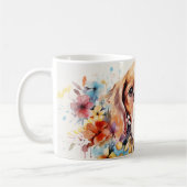 Hübsche Aquarellfarben Blume Hund Kaffeetasse (Links)