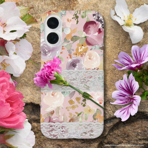 Hübsche Aquarellfarben-Blume mit Spitzen Eleganter iPhone 16 Hülle