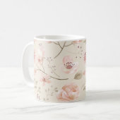 Hübsche Aquarellfarben Blume Muster Rosa Botanisch Kaffeetasse (Vorderseite Links)