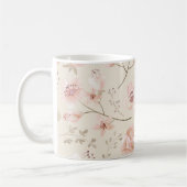 Hübsche Aquarellfarben Blume Muster Rosa Botanisch Kaffeetasse (Links)