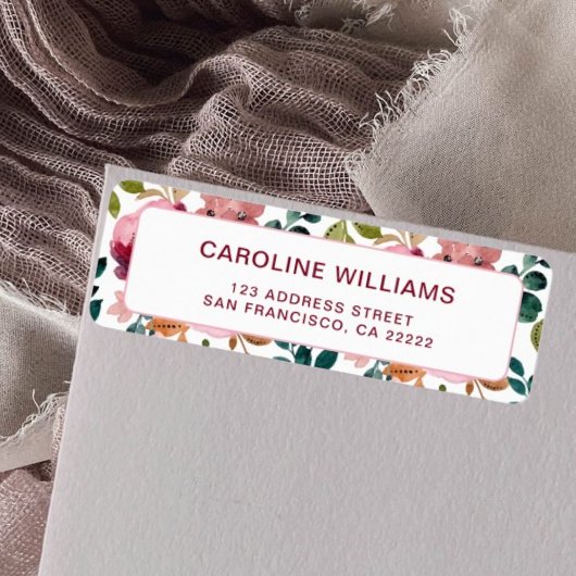 Hübsche Aquarellfarben Blume Rücksendeadresse