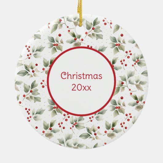 Hübsche Aquarellfarben, Holy und Berries Keramik Ornament (Hinten)