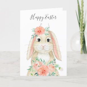 Hübsche Aquarellfarben Ostern Bunny Feiertagskarte