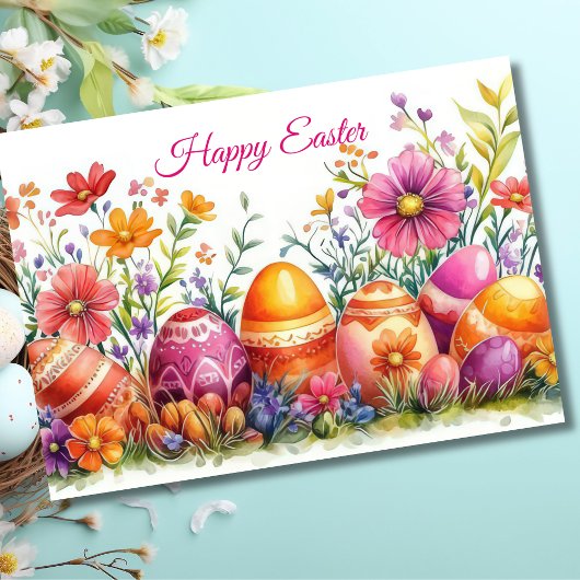 Hübsche Aquarellfarben Ostern Eizellkarte Karte