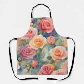Hübsche Aquarellfarben-Rose Blumendesign Schürze (Vorderseite)