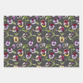 Hübsche Aquarellfarben Stiefmütterchen Muster Trio Geschenkpapier Set (Vorderseite 2)