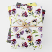 Hübsche Aquarellfarben Stiefmütterchen Muster Trio Geschenkpapier Set (Beispiel)